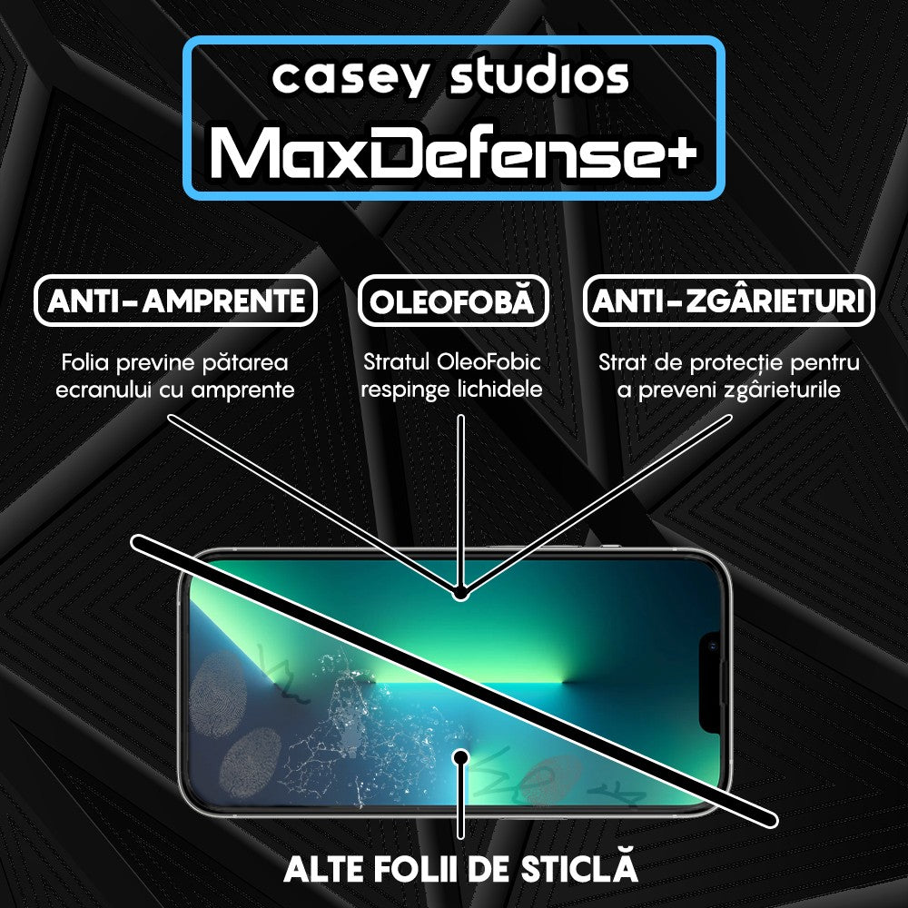 Pack of 3x MaxDefense+ Glass Screen Protector - iPhone 13/13 Pro - Black