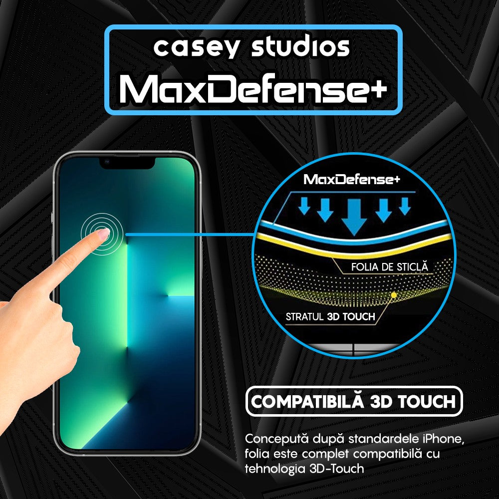 Pack of 3x MaxDefense+ Glass Screen Protector - iPhone 13/13 Pro - Black
