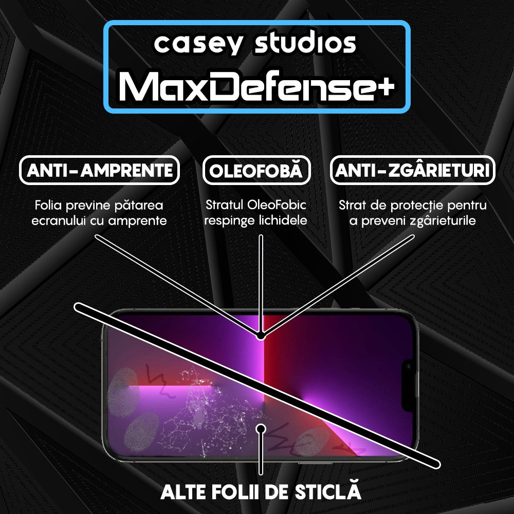 Pachet 3x Folie Sticla MaxDefense+ - iPhone 13 Pro Max - Negru