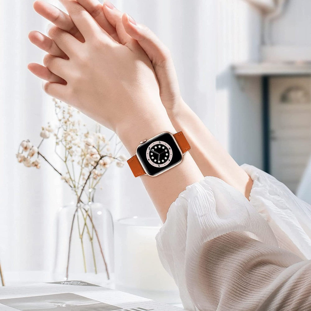 Curea Leather Elegance - Apple Watch 1/2/3/4/5/6/7/8/9/10/11/SE/SE2/SE3/Ultra 1/Ultra 2/Ultra 3 - 42/44/45/46/49 MM - Orange