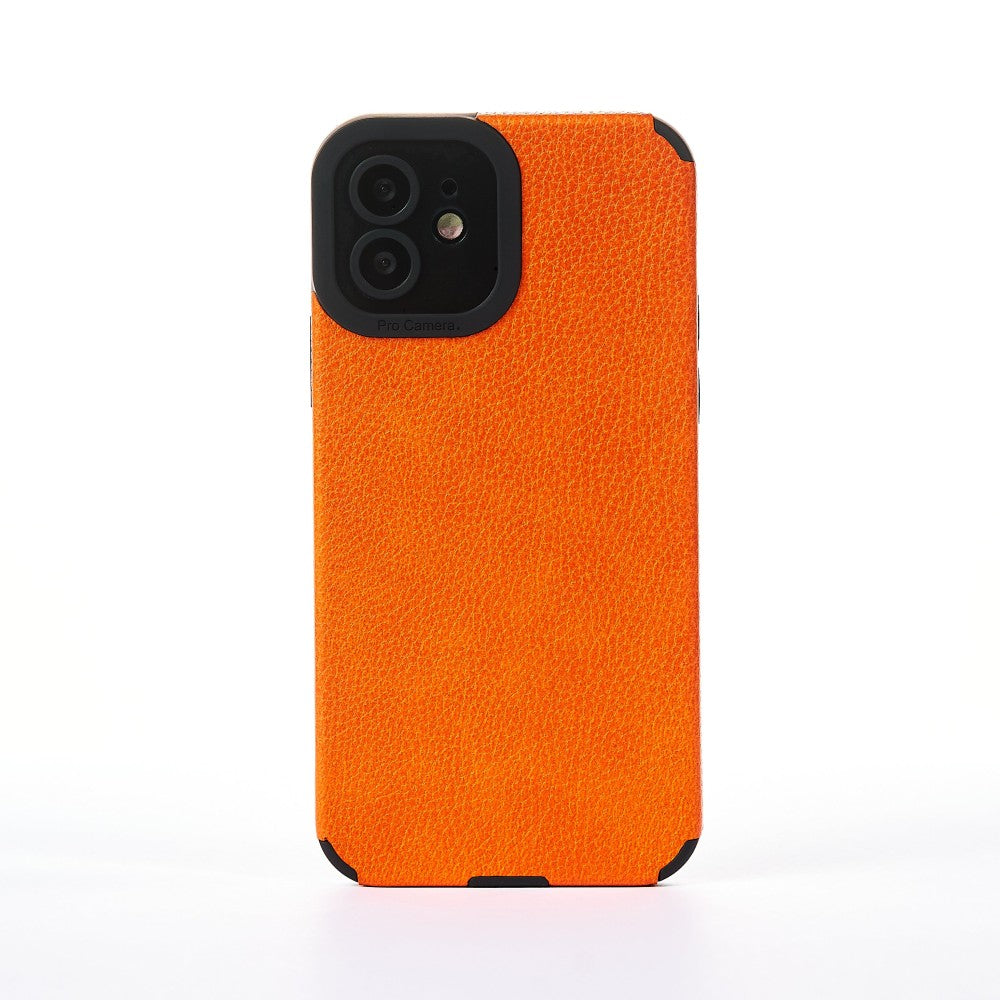Husa Grained Leather - iPhone 12 - Portocaliu