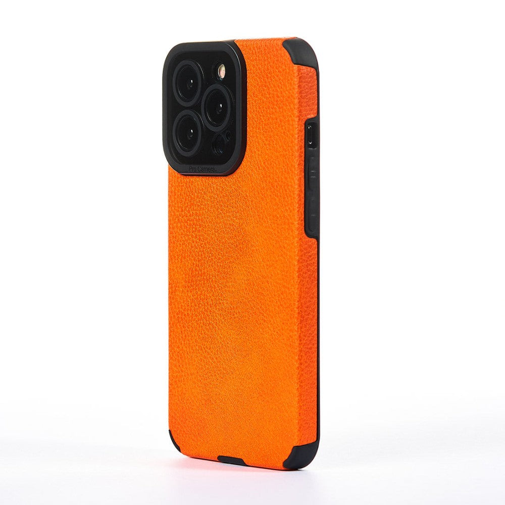 Grained Leather Case - iPhone 13 Pro - Orange