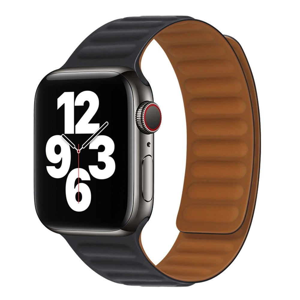 Leather Link Signature Strap - Apple Watch 1/2/3/4/5/6/7/8/9/10/11/SE/SE2/SE3 - 38/40/41/42 MM - Black