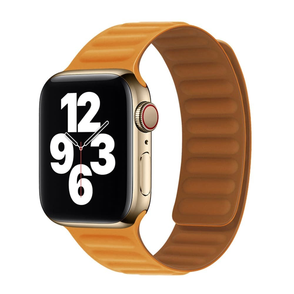 Leather Link Signature Strap - Apple Watch 1/2/3/4/5/6/7/8/9/10/11/SE/SE2/SE3/Ultra 1/Ultra 2/Ultra 3 - 42/44/45/46/49 MM - Orange