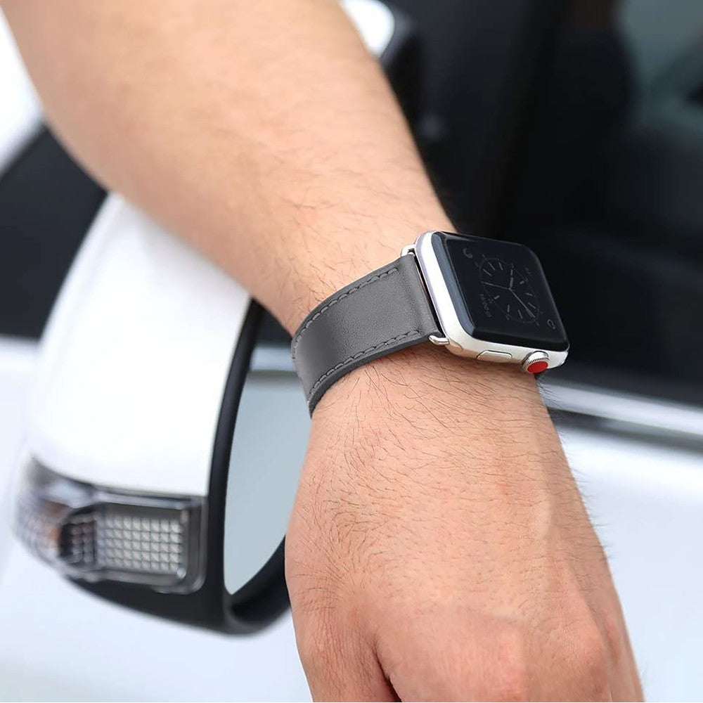 Leather Classic Strap - Apple Watch 1/2/3/4/5/6/7/8/9/10/11/SE/SE2/SE3/Ultra 1/Ultra 2/Ultra 3 - 42/44/45/46/49 MM - Dark Gray