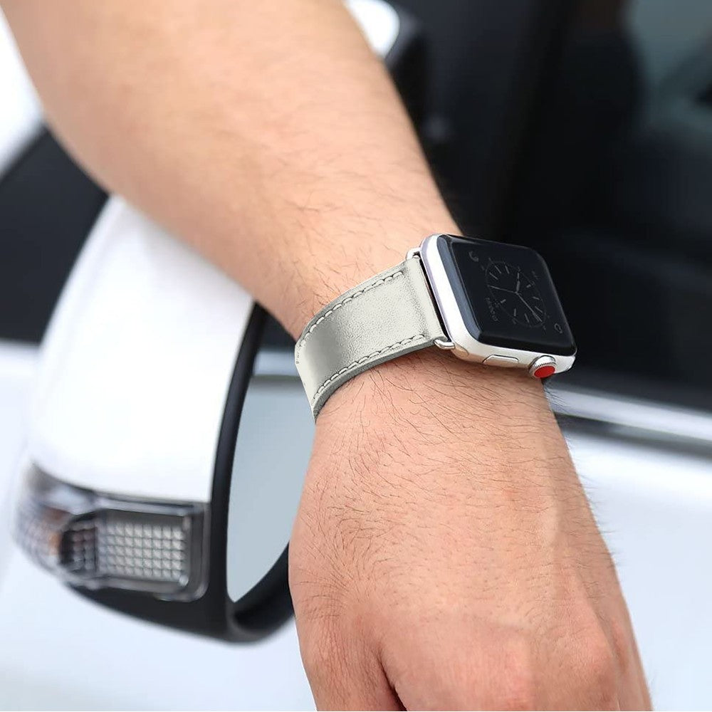 Curea Leather Classic - Apple Watch 1/2/3/4/5/6/7/8/9/10/11/SE/SE2/SE3 - 38/40/41/42 MM - White