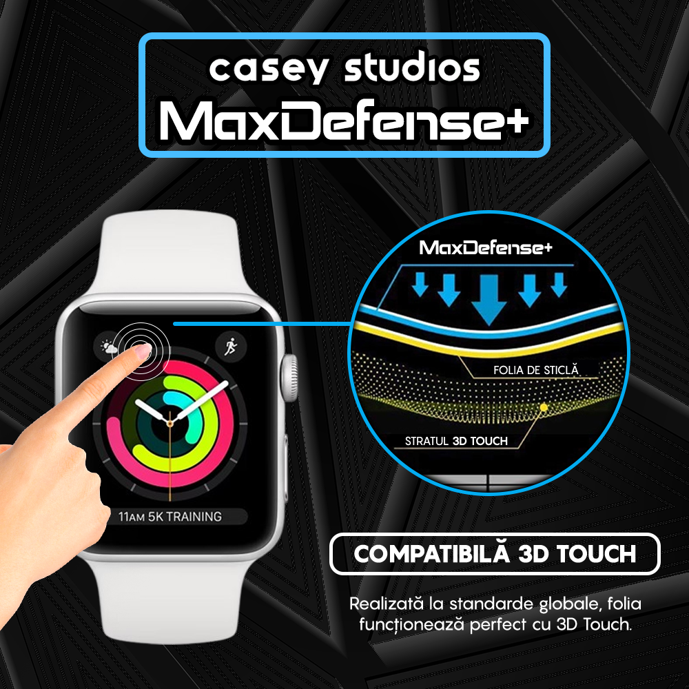 Folie Regenerabila MaxDefense+ - Apple Watch 1/2/3 - 38MM - Negru
