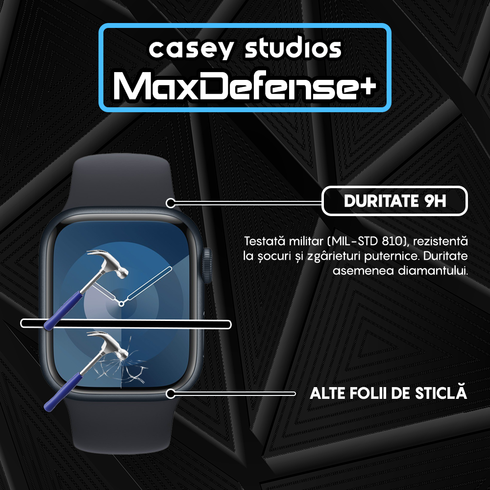 Folie Regenerabila MaxDefense+ - Apple Watch 7/8/9 - 41MM - Negru