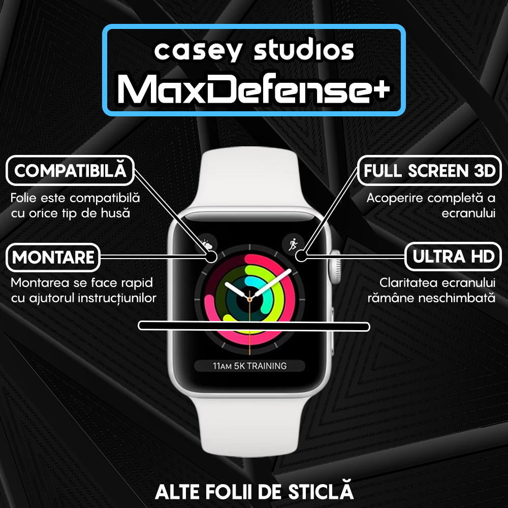 Folie Regenerabila MaxDefense+ - Apple Watch 1/2/3 - 42MM - Negru