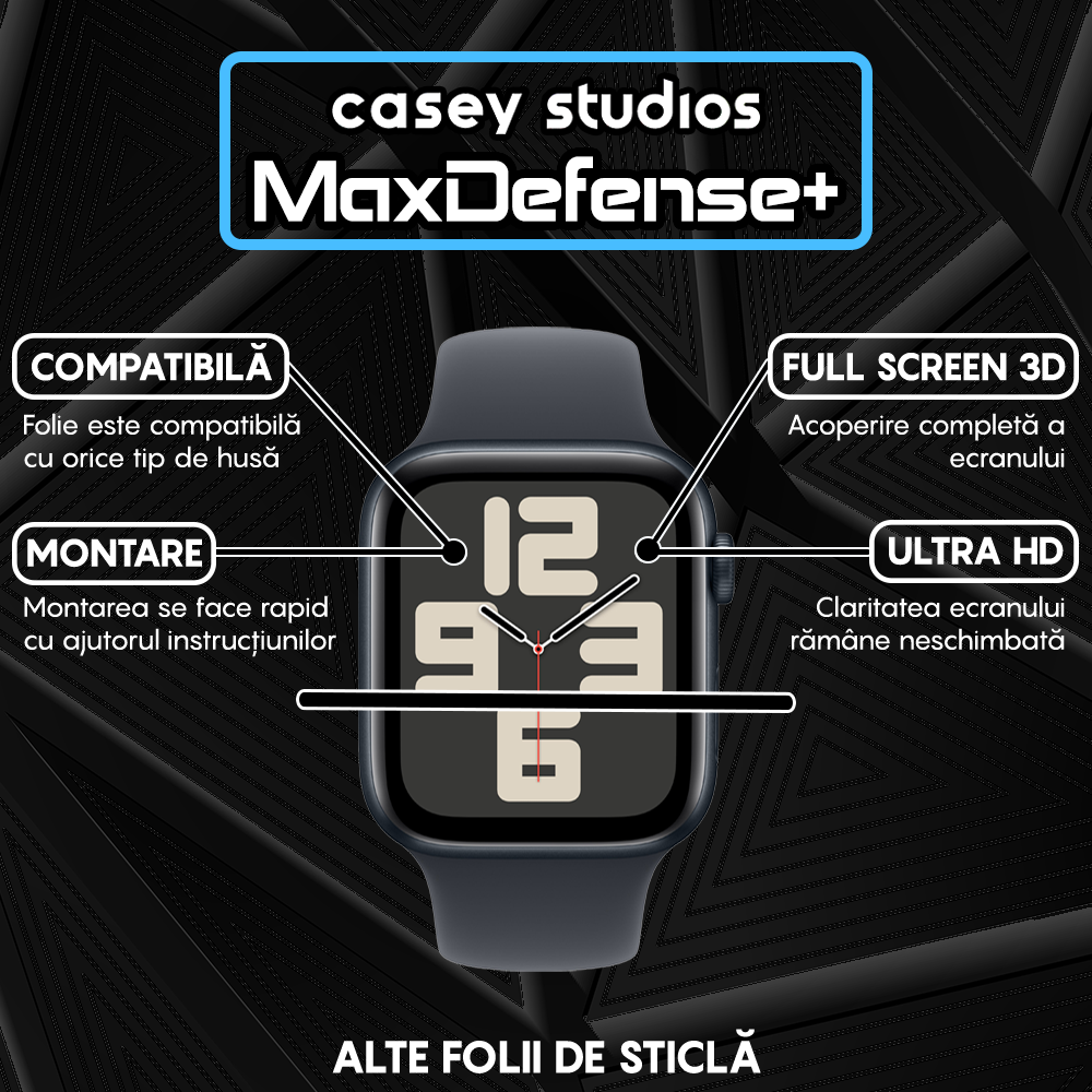 Folie Regenerabila MaxDefense+ - Apple Watch 4/5/6/SE - 44MM - Negru