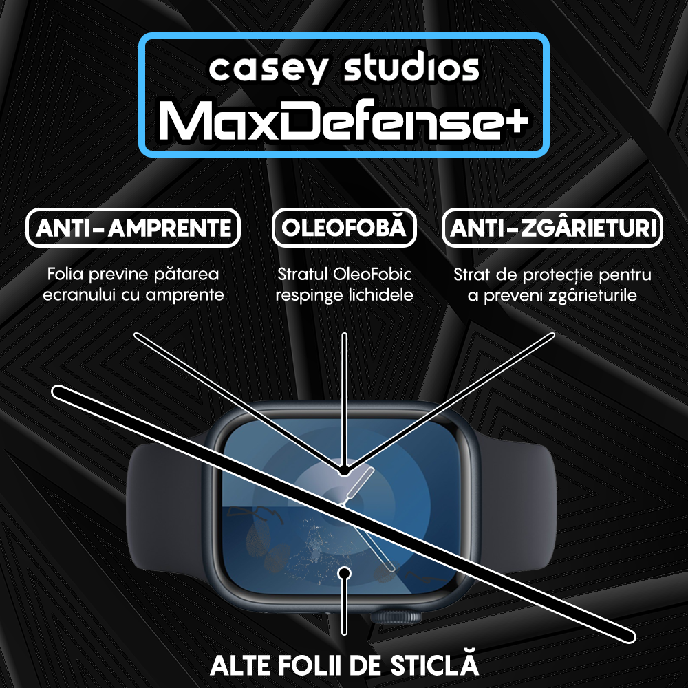 Folie Regenerabila MaxDefense+ - Apple Watch 7/8/9 - 45MM - Negru