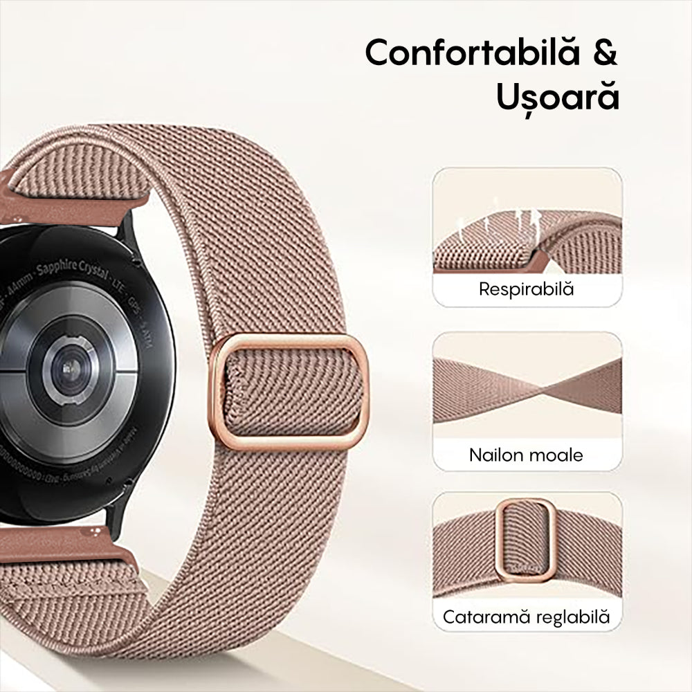 Braided Classic Strap - Amazfit Active/GTR Mini/Bip 3 Pro/Bip 3/GTS 4 Mini/GTS 3/GTS 2e/GTS 2 Mini/GTS 2/Pop Pro/Pop/Bip U/GTR 42mm/GTS/Bip/Bip Lite/Bip 1s - 20mm - Pink Sand