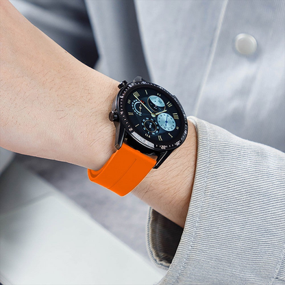 Curea Silicone Metallic Link - Amazfit Active/GTR Mini/Bip 3 Pro/Bip 3/GTS 4 Mini/GTS 3/GTS 2e/GTS 2 Mini/GTS 2/Pop Pro/Pop/Bip U/GTR 42mm/GTS/Bip/Bip Lite/Bip 1s - 20mm - Portocaliu