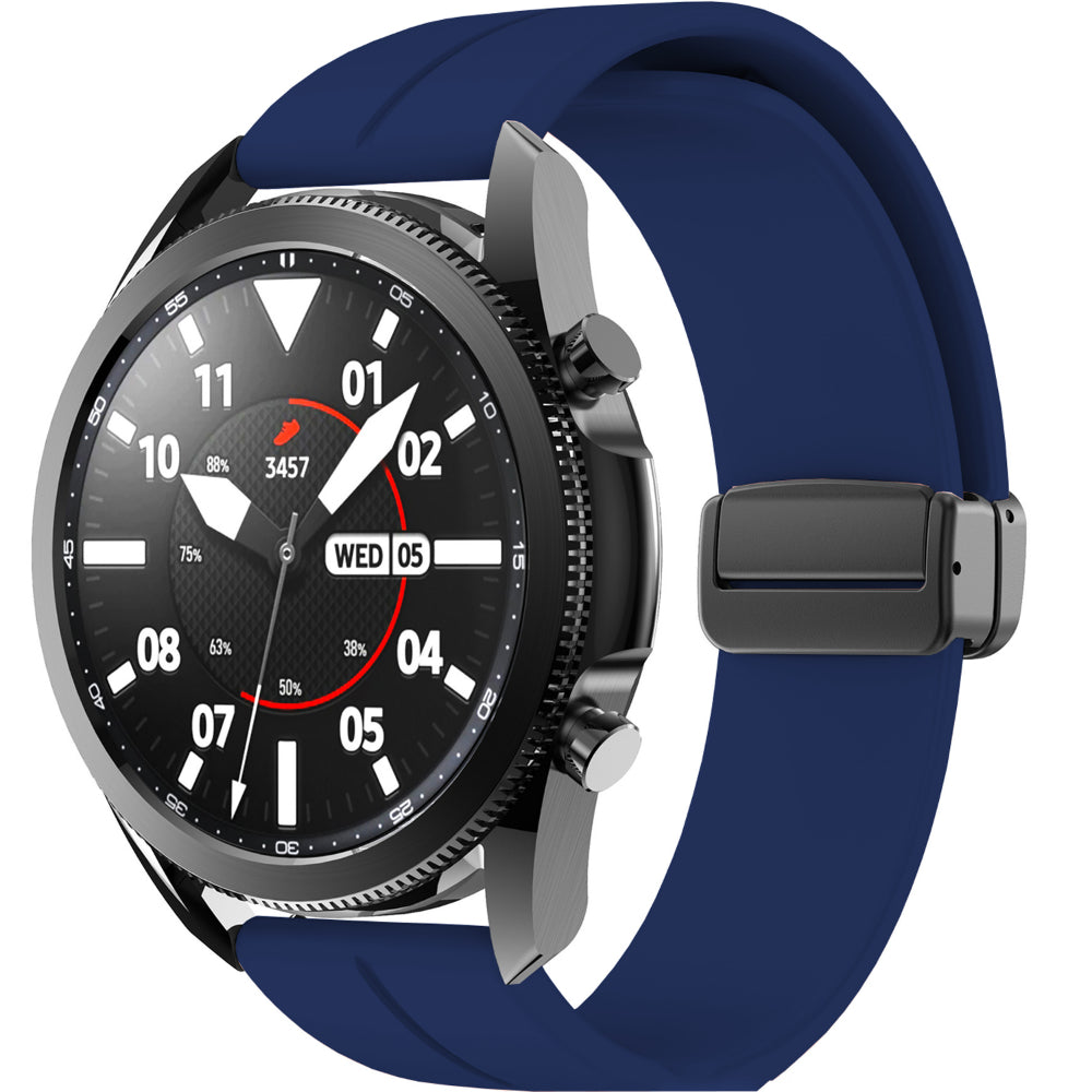 Curea Silicone Metallic Link - Amazfit Bip 5/GTR 4/GTR 3/GTR 3 Pro/GTR 2e/GTR 2/Stratos 3/GTR 47mm - 22mm - Albastru