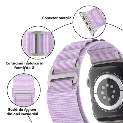 Curea Alpine Adventure - Apple Watch 1/2/3/4/5/6/7/8/9/10/11/SE/SE2/SE3 - 38/40/41/42 MM - Mov Deschis