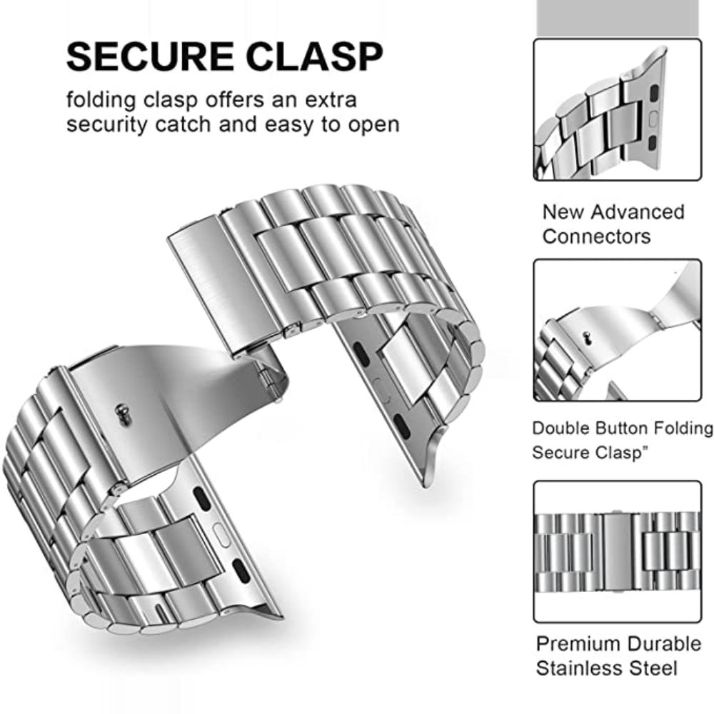 Curea Metallic Link - Apple Watch 1/2/3/4/5/6/7/8/9/10/11/SE/SE2/SE3 - 38/40/41/42 MM - Silver