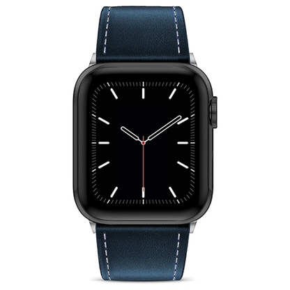 Leather Heritage Strap - Apple Watch 1/2/3/4/5/6/7/8/9/10/11/SE/SE2/SE3/Ultra 1/Ultra 2/Ultra 3 - 42/44/45/46/49 MM - Blue/White