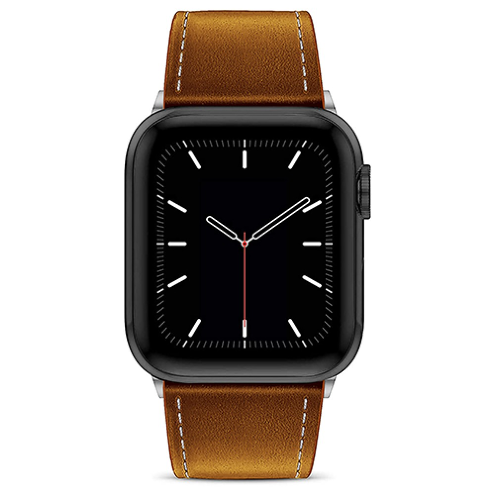 Curea Leather Heritage - Apple Watch 1/2/3/4/5/6/7/8/9/10/11/SE/SE2/SE3/Ultra 1/Ultra 2/Ultra 3 - 42/44/45/46/49 MM - Maro/Alb