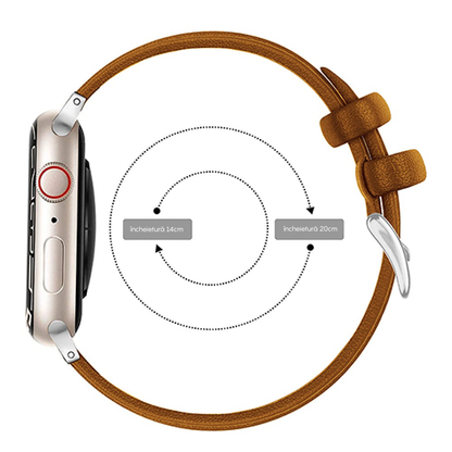 Curea Leather Heritage - Apple Watch 1/2/3/4/5/6/7/8/9/10/11/SE/SE2/SE3/Ultra 1/Ultra 2/Ultra 3 - 42/44/45/46/49 MM - Maro/Alb