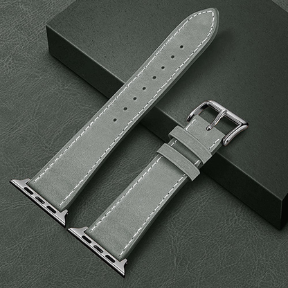 Leather Heritage Strap - Apple Watch 1/2/3/4/5/6/7/8/9/10/11/SE/SE2/SE3/Ultra 1/Ultra 2/Ultra 3 - 42/44/45/46/49 MM - Grey/White