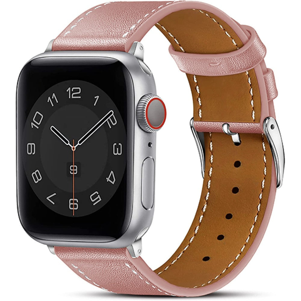 Curea Leather Heritage - Apple Watch 1/2/3/4/5/6/7/8/9/10/11/SE/SE2/SE3/Ultra 1/Ultra 2/Ultra 3 - 42/44/45/46/49 MM - Roz/Alb