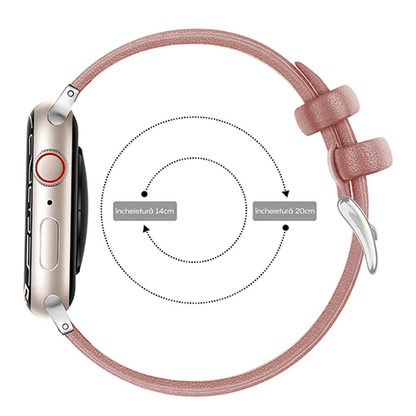 Leather Heritage Strap - Apple Watch 1/2/3/4/5/6/7/8/9/10/11/SE/SE2/SE3/Ultra 1/Ultra 2/Ultra 3 - 42/44/45/46/49 MM - Pink/White