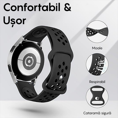 Curea Silicone Flex Loop - Honor Watch GS 4/GS 3/GS 3i/4 Pro/GS Pro/Magic 2 46mm/Magic 1/Dream - 22mm - Negru
