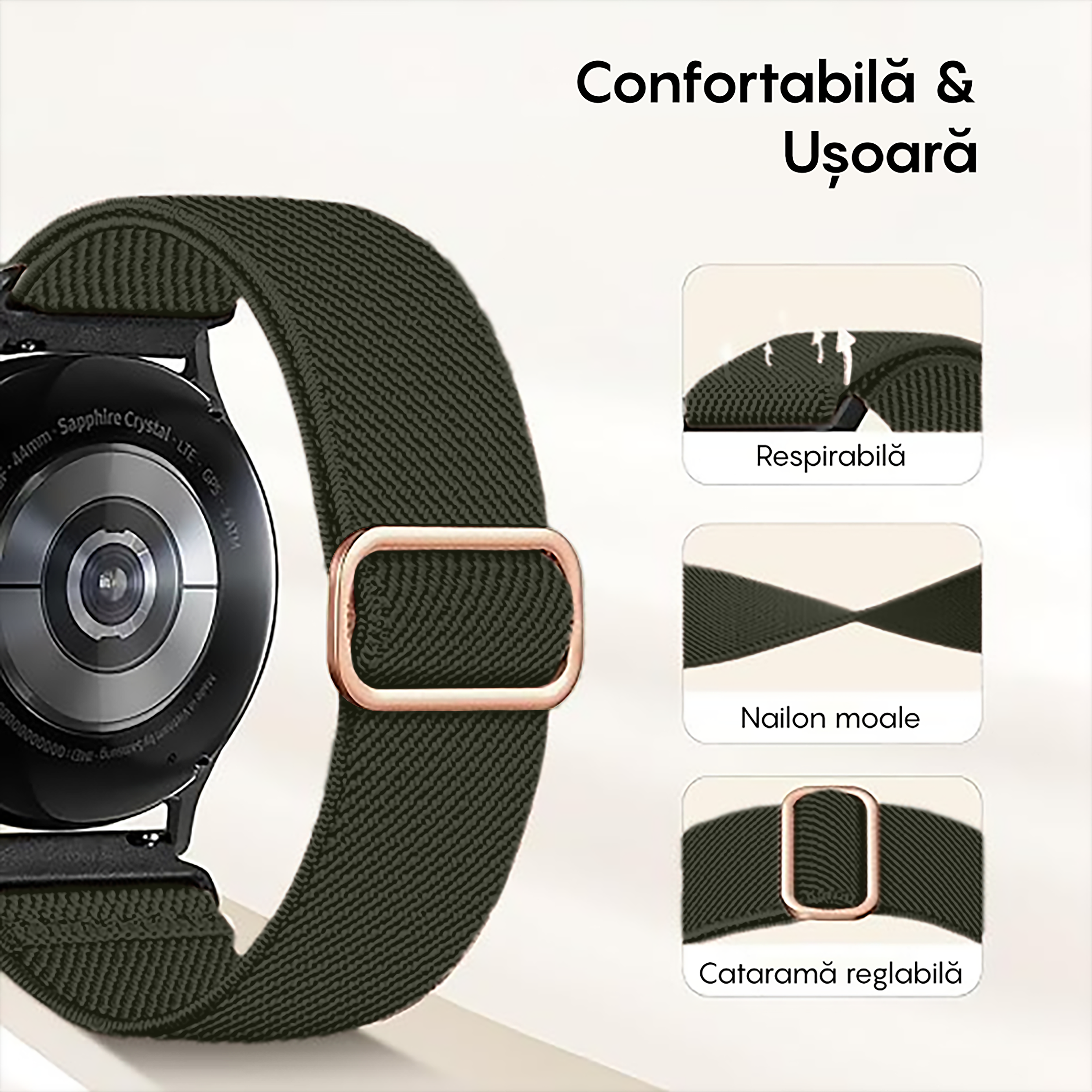 Curea Braided Classic - Honor Watch SE/Magic 2 - 20mm - Verde
