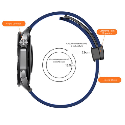 Curea Silicone Metallic Link - Honor Watch SE/Magic 2 - 20mm - Albastru Inchis