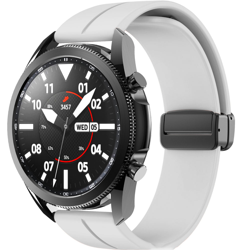 Curea Silicone Metallic Link - Honor Watch GS 4/GS 3/GS 3i/4 Pro/GS Pro/Magic 2 46mm/Magic 1/Dream - 22mm - Alb