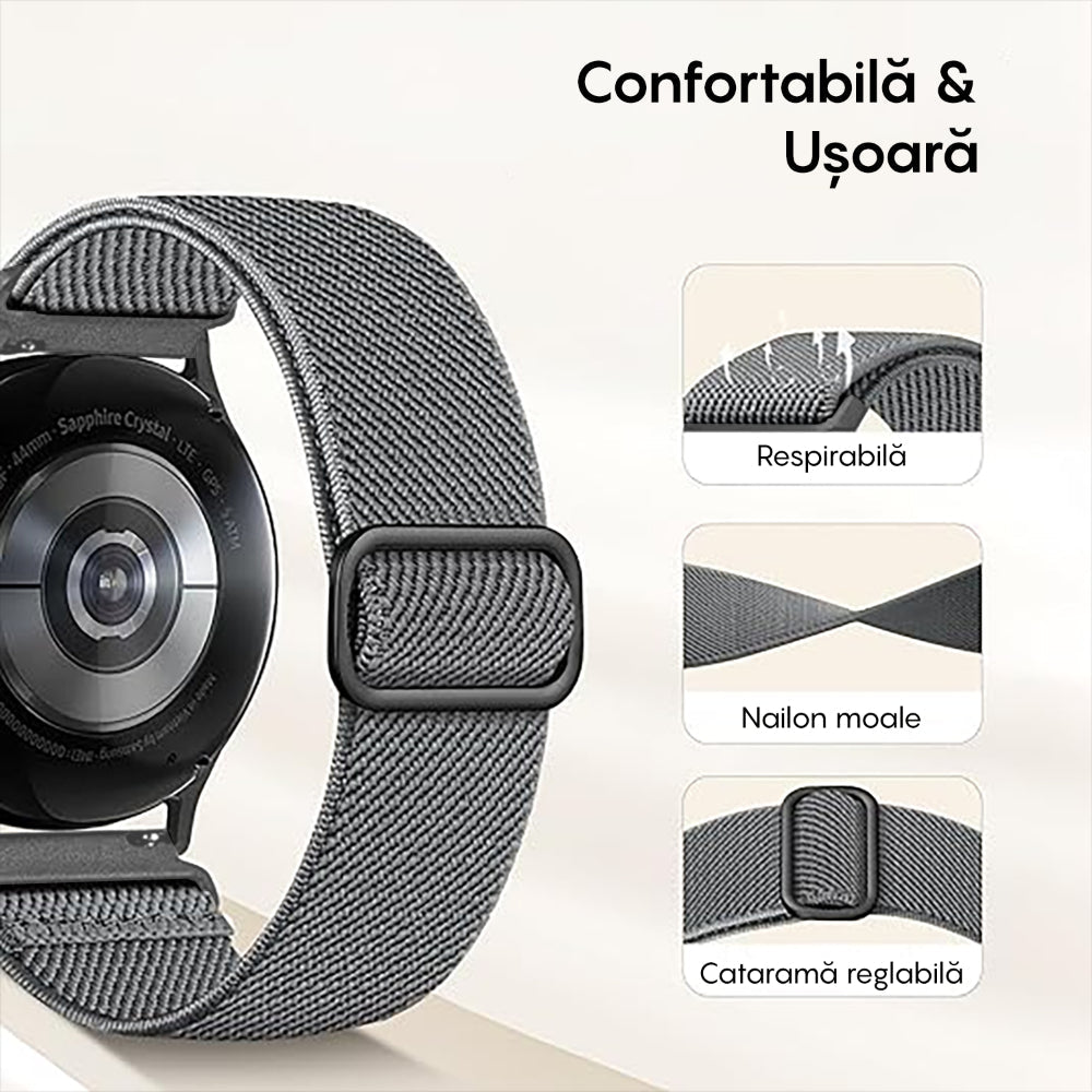 Curea Braided Classic - Huawei Watch GT4 46mm/4/4Pro/Ultimate/GT3 SE/Buds/3 Pro New/GT3 Pro 46mm/GT Runner/GT3/3/3Pro/GT2 Pro/GT2e/GT 42mm/GT2 46mm - 22mm - Gri
