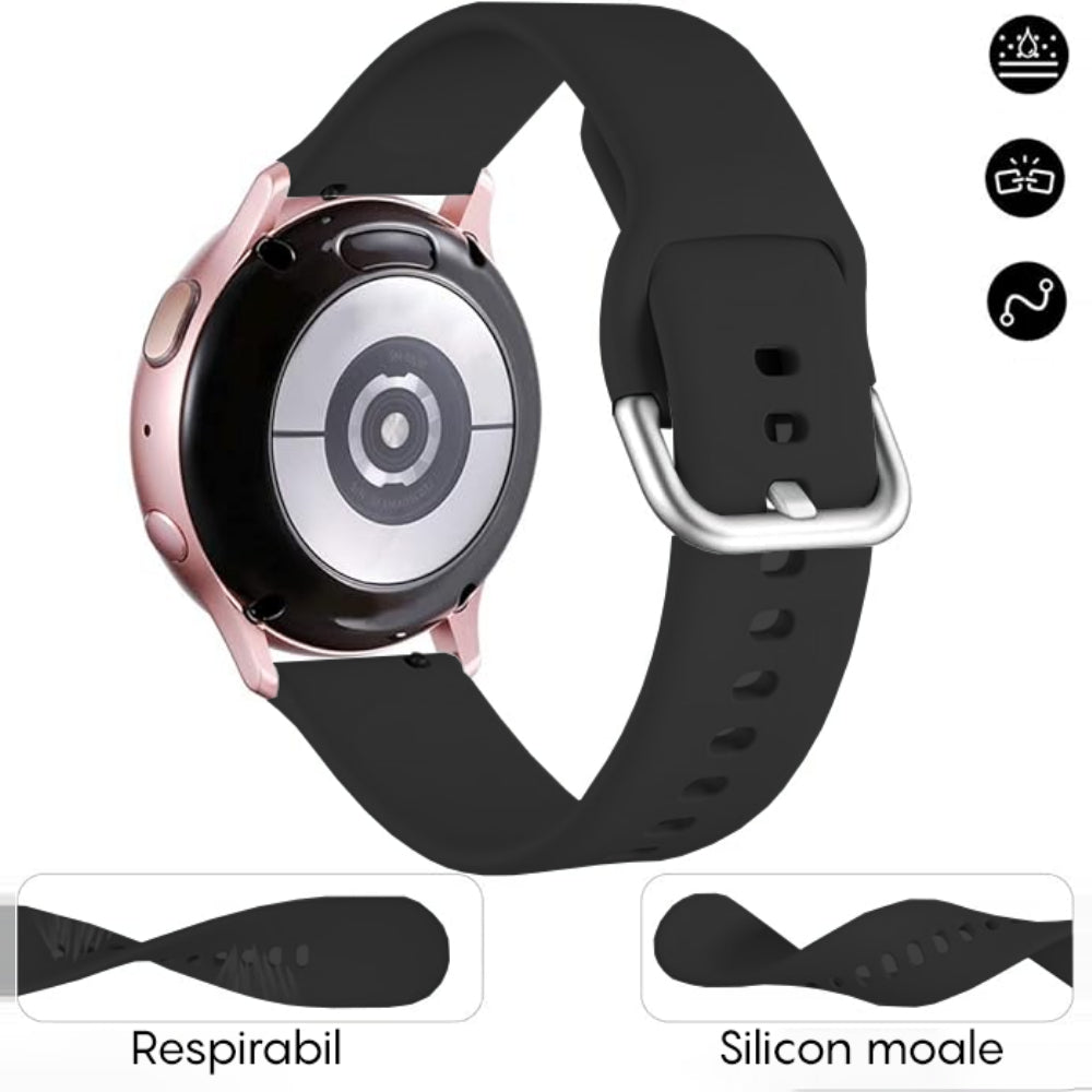 Curea Silicone Classic - Huawei Watch GT4 46mm/4/4Pro/Ultimate/GT3 SE/Buds/3 Pro New/GT3 Pro 46mm/GT Runner/GT3/3/3Pro/GT2 Pro/GT2e/GT 42mm/GT2 46mm - 22mm - Negru