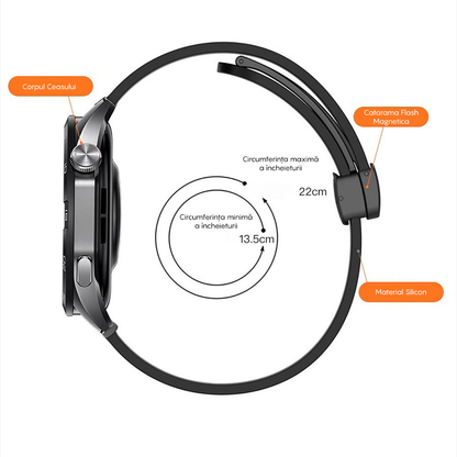 Curea Silicone Metallic Link - Huawei Watch GT3 42mm/GT2 42mm/Watch 2 - 20mm - Negru