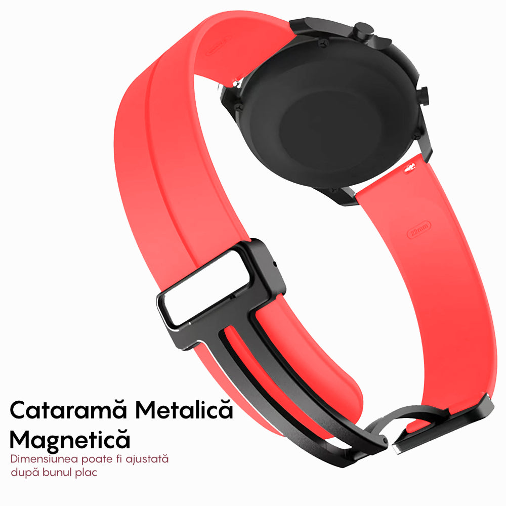Curea Silicone Metallic Link - Huawei Watch GT3 42mm/GT2 42mm/Watch 2 - 20mm - Rosu