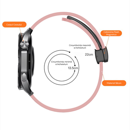 Curea Silicone Metallic Link - Huawei Watch GT3 42mm/GT2 42mm/Watch 2 - 20mm - Pink Sand
