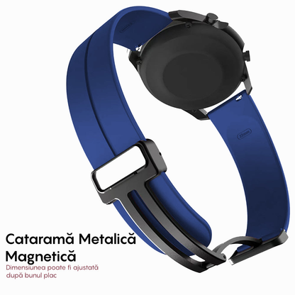 Curea Silicone Metallic Link - Huawei Watch GT4 46mm/4/4Pro/Ultimate/GT3 SE/Buds/3 Pro New/GT3 Pro 46mm/GT Runner/GT3/3/3Pro/GT2 Pro/GT2e/GT 42mm/GT2 46mm - 22mm - Albastru