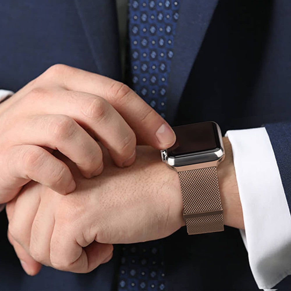 Milanese Duo Strap - Apple Watch 1/2/3/4/5/6/7/8/9/10/11/SE/SE2/SE3/Ultra 1/Ultra 2/Ultra 3 - 42/44/45/46/49 MM - Rose Gold