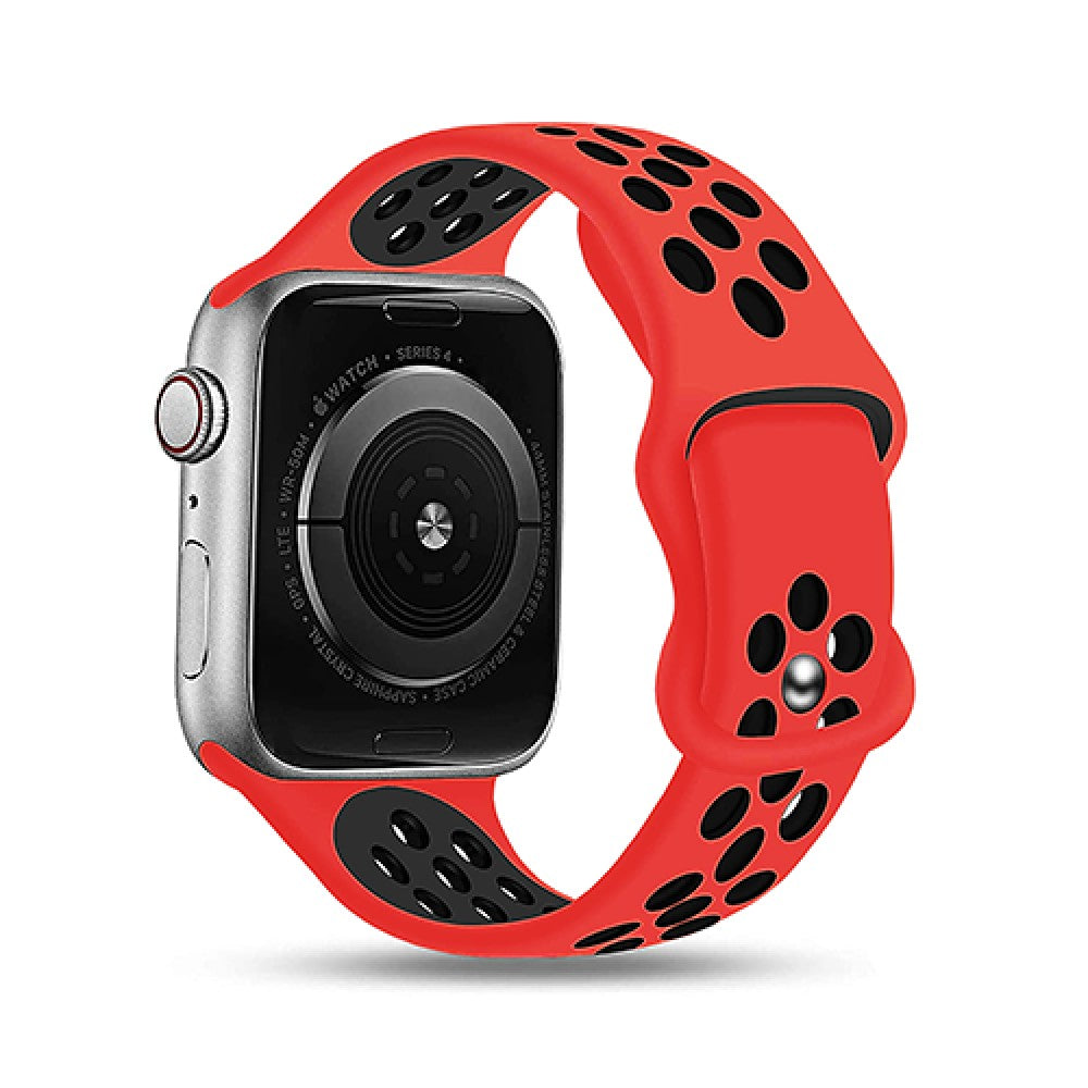 Curea Silicone Flex Loop - Apple Watch 1/2/3/4/5/6/7/8/9/10/11/SE/SE2/SE3 - 38/40/41/42 MM - Red/Black