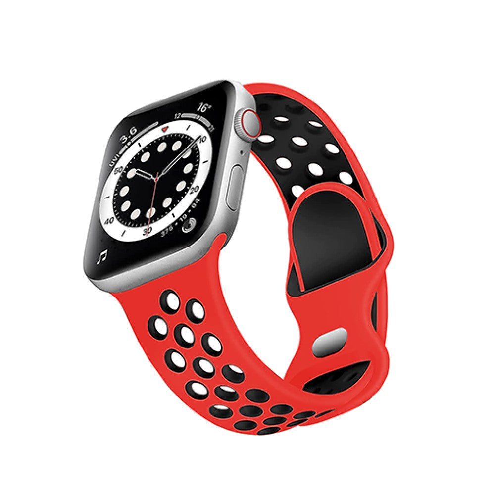 Curea Silicone Flex Loop - Apple Watch 1/2/3/4/5/6/7/8/9/10/11/SE/SE2/SE3 - 38/40/41/42 MM - Red/Black