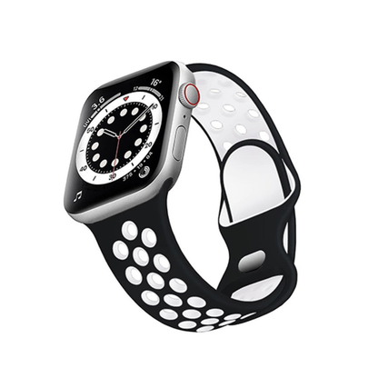 Curea Silicone Flex Loop - Apple Watch 1/2/3/4/5/6/7/8/9/10/11/SE/SE2/SE3 - 38/40/41/42 MM - Black/White