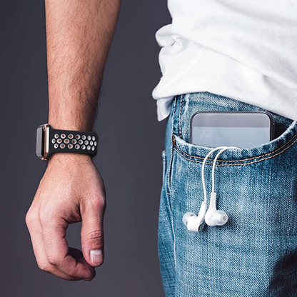 Curea Silicone Flex Loop - Apple Watch 1/2/3/4/5/6/7/8/9/10/11/SE/SE2/SE3 - 38/40/41/42 MM - Black/White