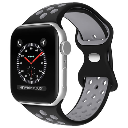 Curea Silicone Flex Loop - Apple Watch 1/2/3/4/5/6/7/8/9/10/11/SE/SE2/SE3 - 38/40/41/42 MM - Black/Gray