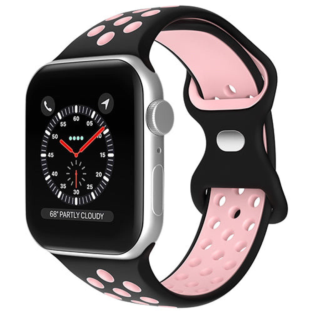 Curea Silicone Flex Loop - Apple Watch 1/2/3/4/5/6/7/8/9/10/11/SE/SE2/SE3 - 38/40/41/42 MM - Black/Pink