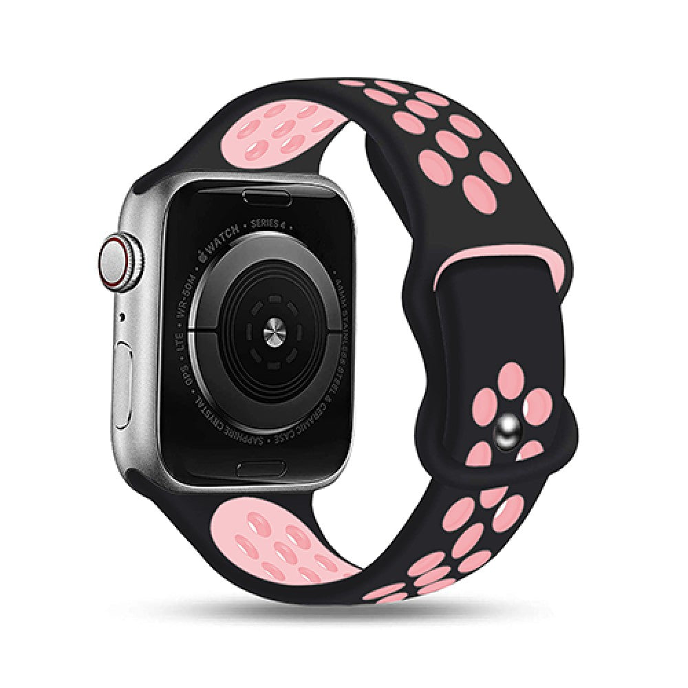 Curea Silicone Flex Loop - Apple Watch 1/2/3/4/5/6/7/8/9/10/11/SE/SE2/SE3 - 38/40/41/42 MM - Black/Pink