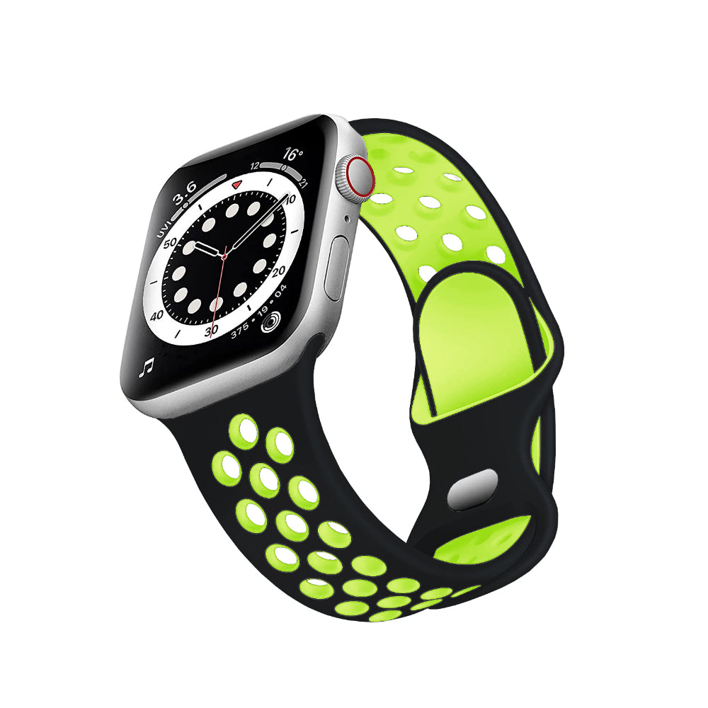 Curea Silicone Flex Loop - Apple Watch 1/2/3/4/5/6/7/8/9/10/11/SE/SE2/SE3/Ultra 1/Ultra 2/Ultra 3 - 42/44/45/46/49 MM - Black/Green
