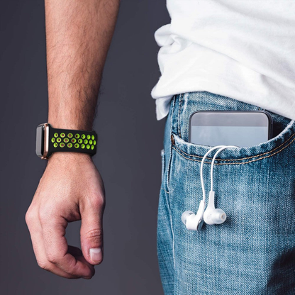 Curea Silicone Flex Loop - Apple Watch 1/2/3/4/5/6/7/8/9/10/11/SE/SE2/SE3/Ultra 1/Ultra 2/Ultra 3 - 42/44/45/46/49 MM - Black/Green