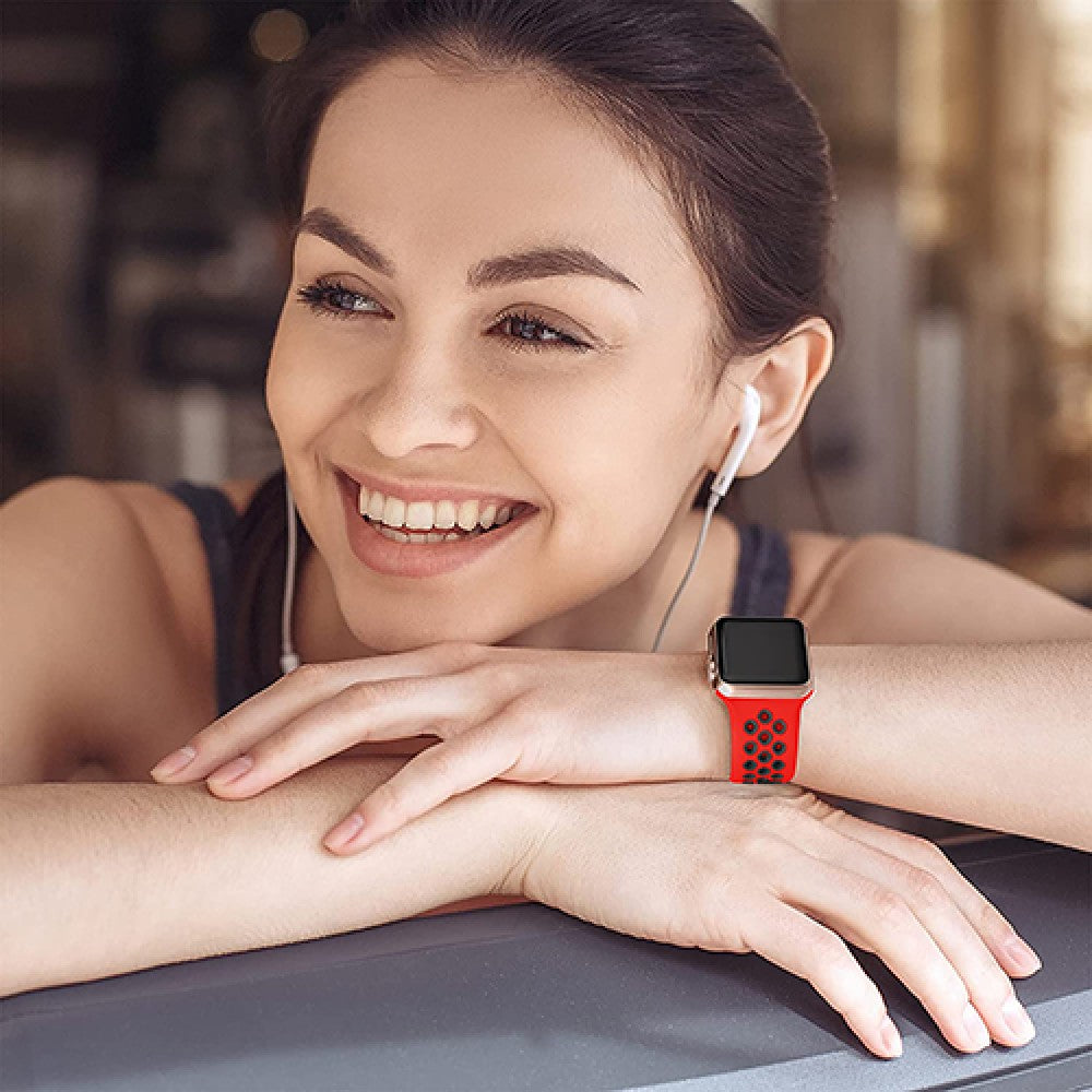Curea Silicone Flex Loop - Apple Watch 1/2/3/4/5/6/7/8/9/10/11/SE/SE2/SE3/Ultra 1/Ultra 2/Ultra 3 - 42/44/45/46/49 MM - Red/Black