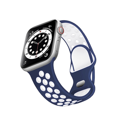 Silicone Flex Loop Strap - Apple Watch 1/2/3/4/5/6/7/8/9/10/11/SE/SE2/SE3/Ultra 1/Ultra 2/Ultra 3 - 42/44/45/46/49 MM - Midnight Blue/White