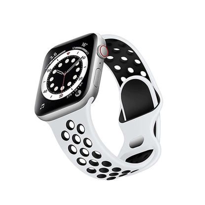 Silicone Flex Loop Strap - Apple Watch 1/2/3/4/5/6/7/8/9/10/11/SE/SE2/SE3/Ultra 1/Ultra 2/Ultra 3 - 42/44/45/46/49 MM - White/Black