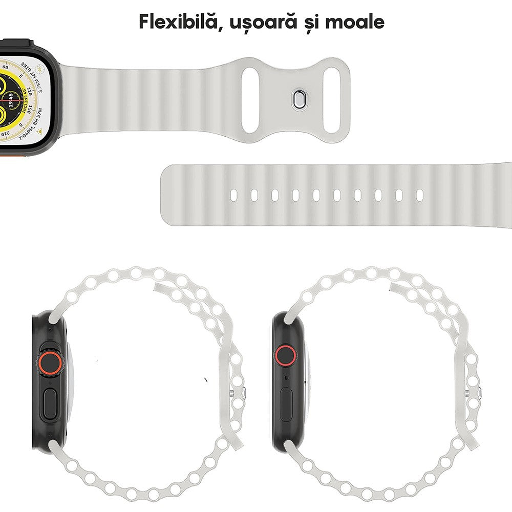 Curea Ocean Explorer - Apple Watch 1/2/3/4/5/6/7/8/9/10/11/SE/SE2/SE3 - 38/40/41/42 MM - Alb